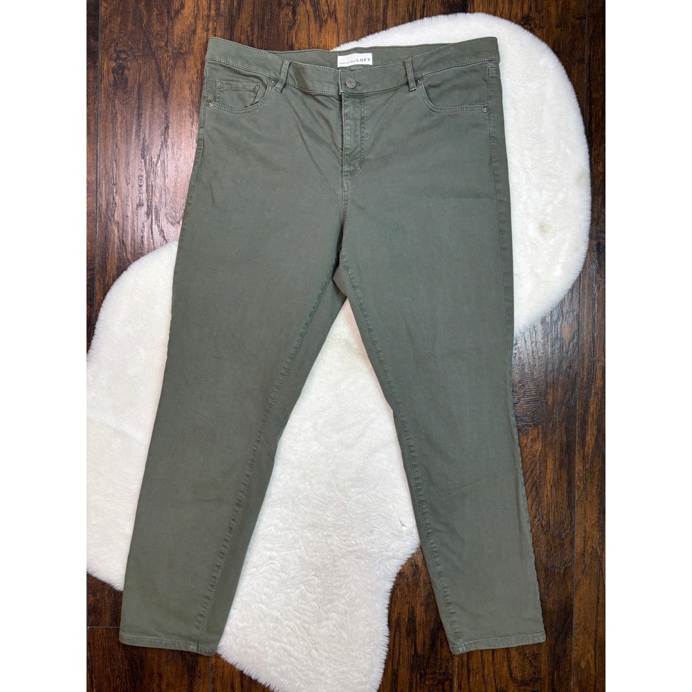 LOFT Modern Skinny Jeans 32/14 Olive Green Stretch Mid-Rise‎ Casual Womens